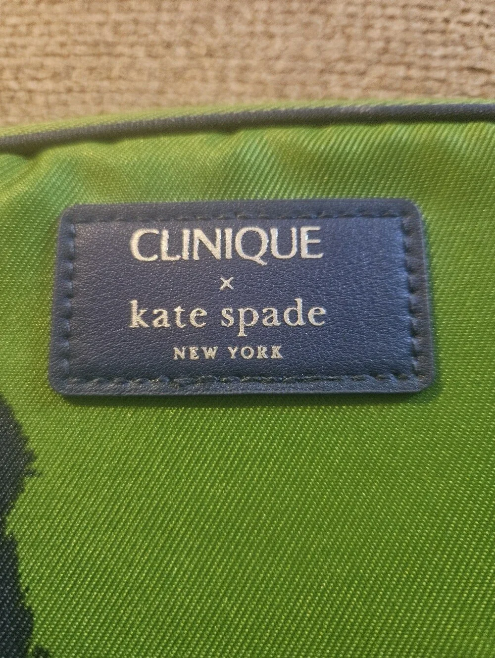 Clinique x Kate Spade Green & Blue Floral Print Cosmetic Pouch